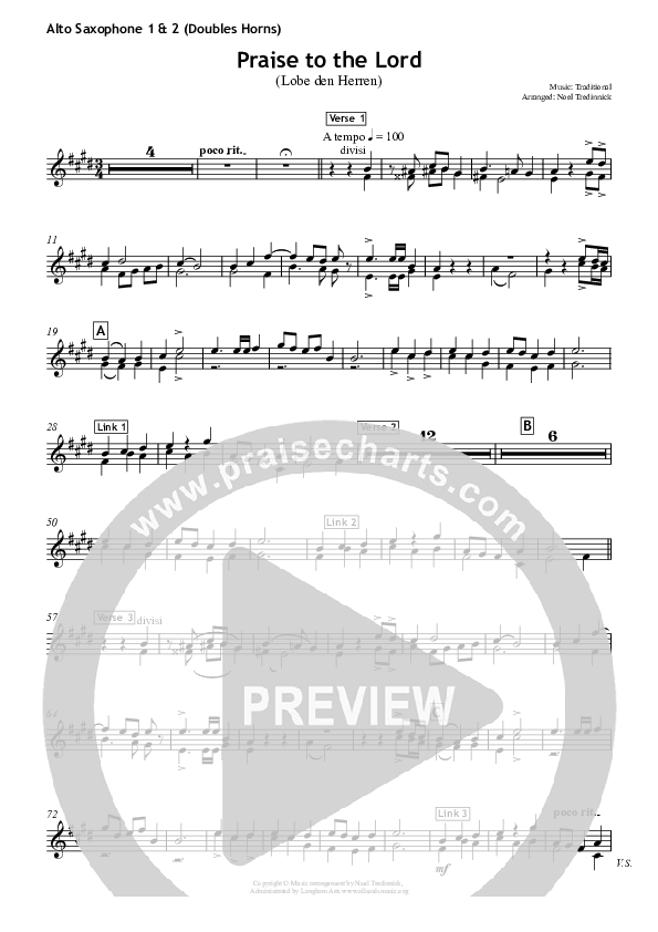 Praise To The Lord Alto Sax 1/2 (All Souls Music)