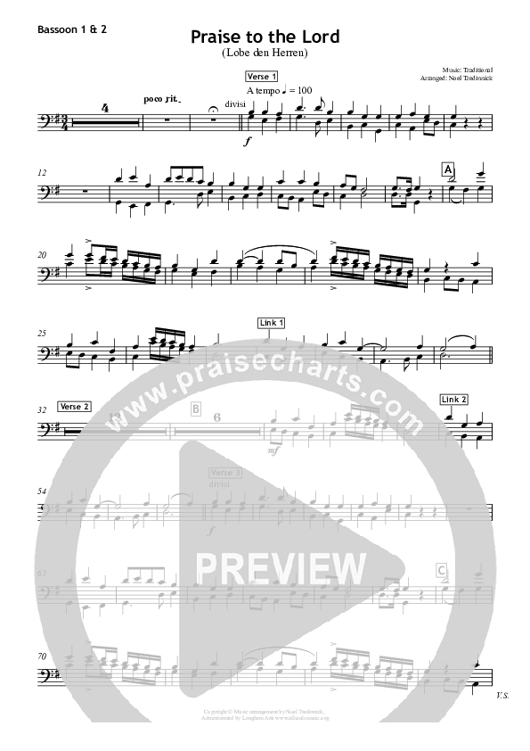 Praise To The Lord Bassoon 1/2 (All Souls Music)