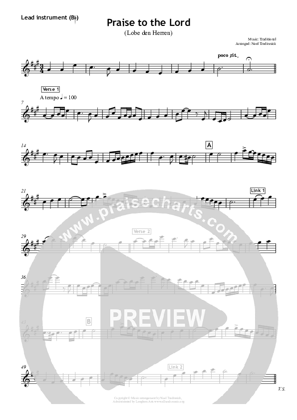 Praise To The Lord Bb Instruments (All Souls Music)