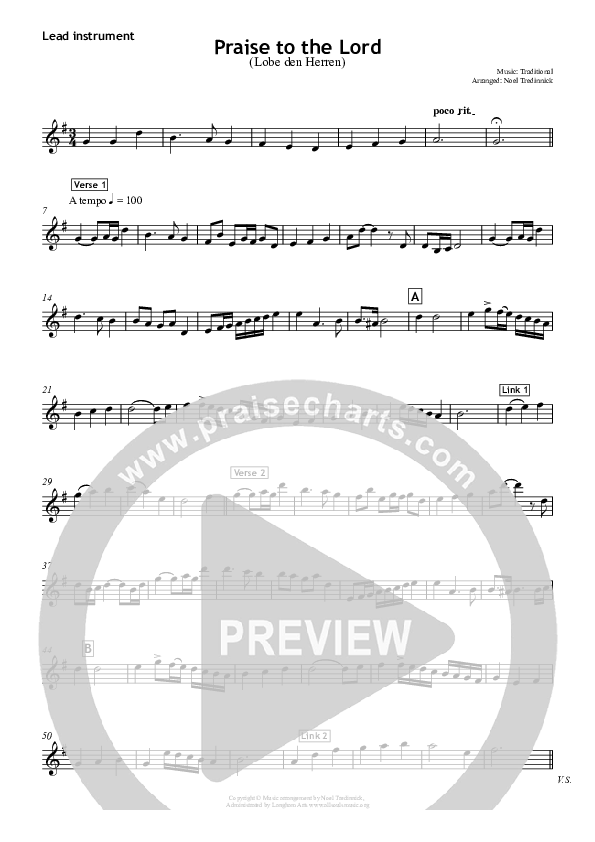 Praise To The Lord C Instruments (All Souls Music)