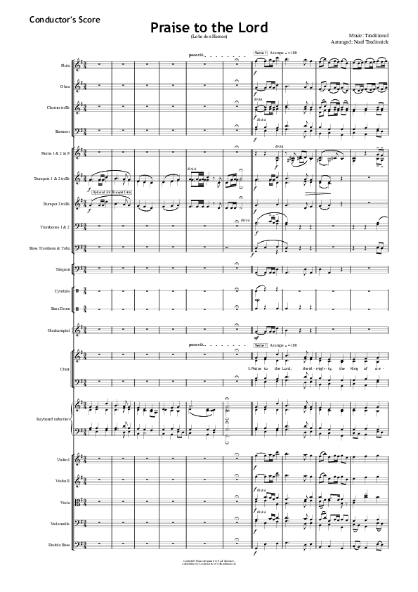 Praise To The Lord Conductor's Score (All Souls Music)