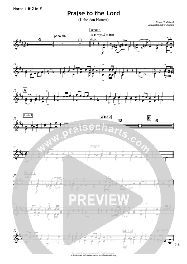 Praise To The Lord French Horn 1/2 (All Souls Music)
