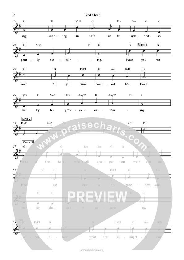 Praise To The Lord Lead Sheet (All Souls Music)