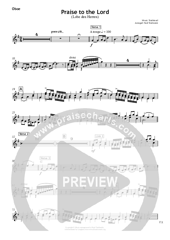 Praise To The Lord Oboe (All Souls Music)