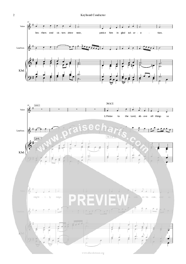 Praise To The Lord Piano/Vocal & Lead (All Souls Music)