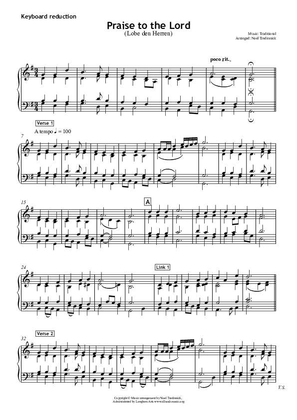 Praise To The Lord Synth (All Souls Music)