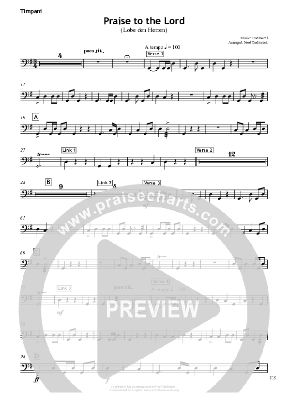 Praise To The Lord Timpani (All Souls Music)