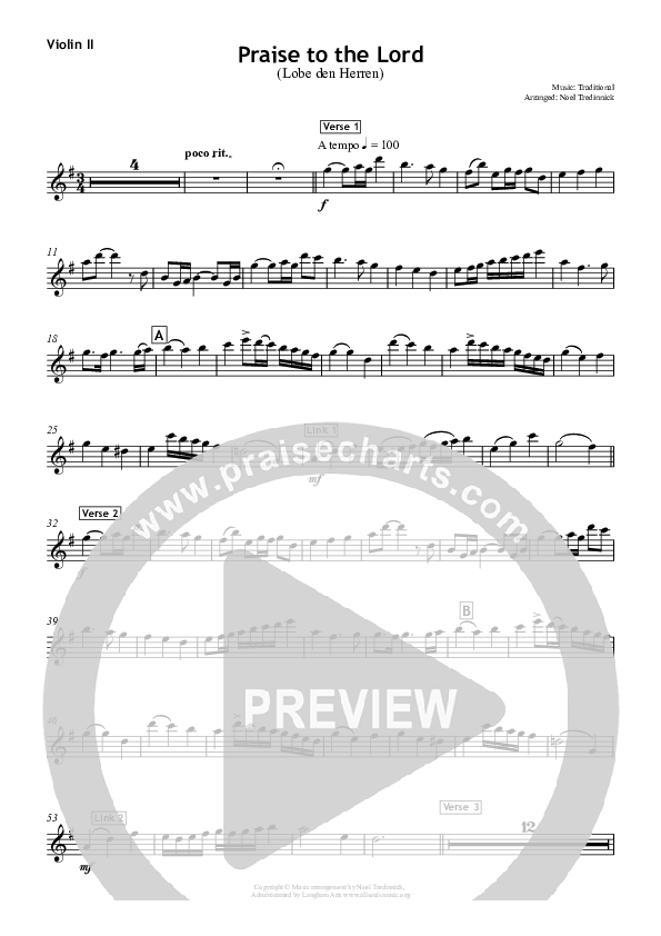 Praise To The Lord Violin 2 (All Souls Music)