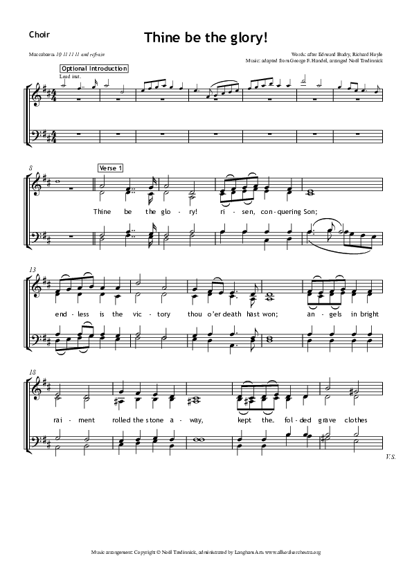 Thine Be The Glory Choir Sheet (All Souls Music)