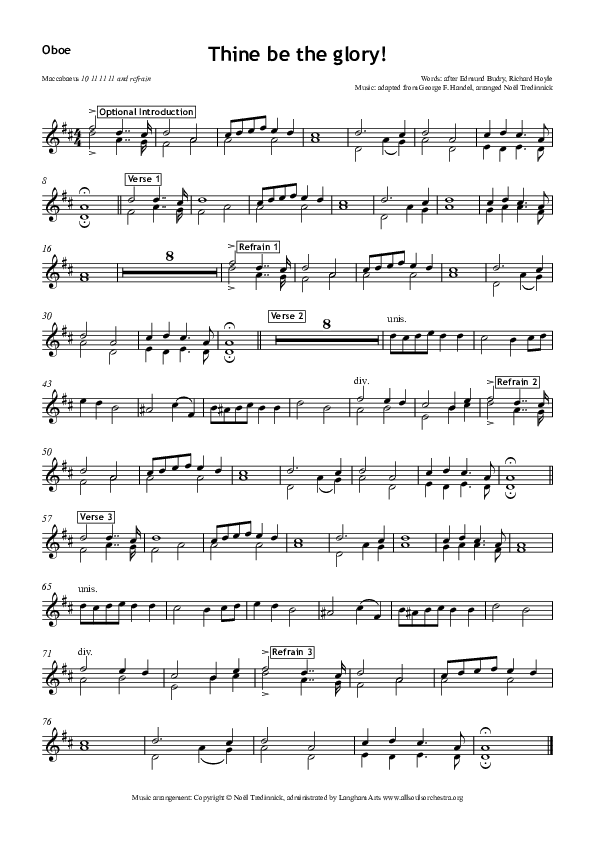 Thine Be The Glory Oboe (All Souls Music)