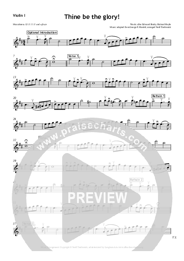 Thine Be The Glory Violin 1 (All Souls Music)