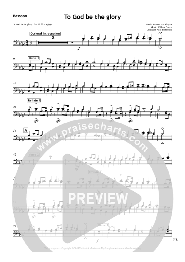 To God Be The Glory Bassoon (All Souls Music)