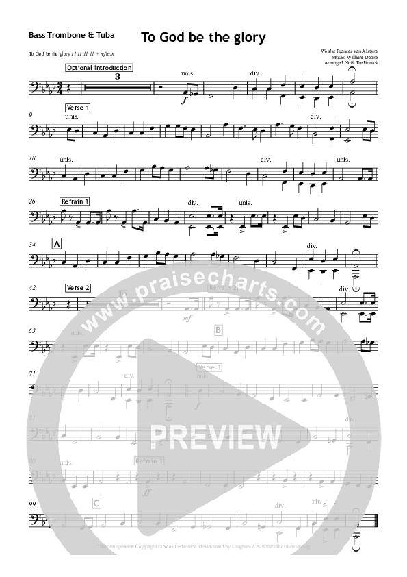 To God Be The Glory Bass Trombone (All Souls Music)