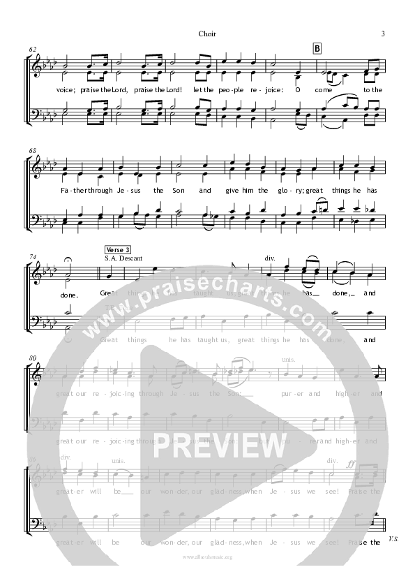 To God Be The Glory Choir Sheet (All Souls Music)