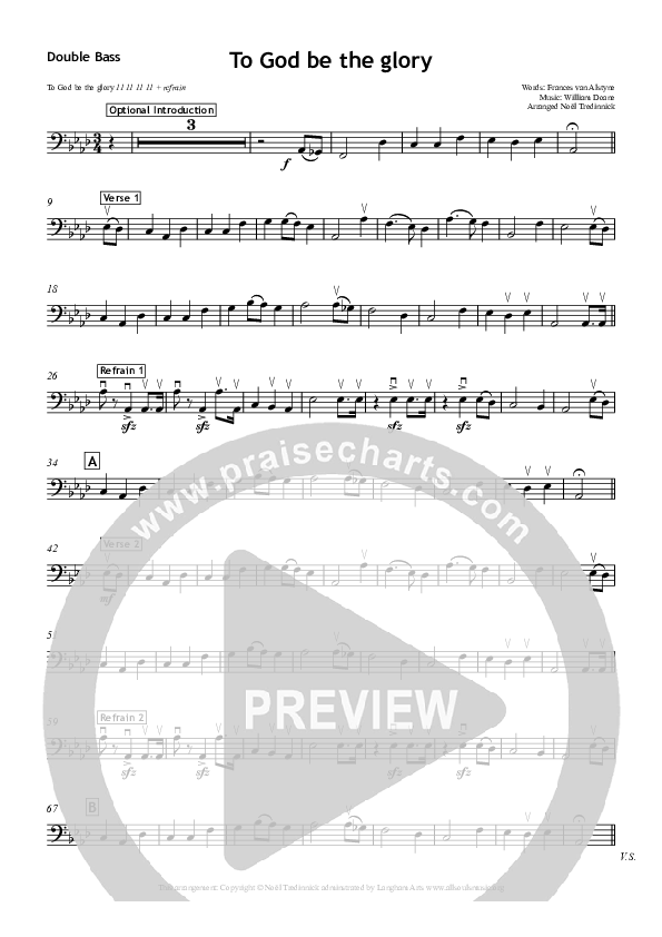 To God Be The Glory Double Bass (All Souls Music)