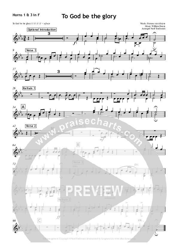 To God Be The Glory French Horn (All Souls Music)