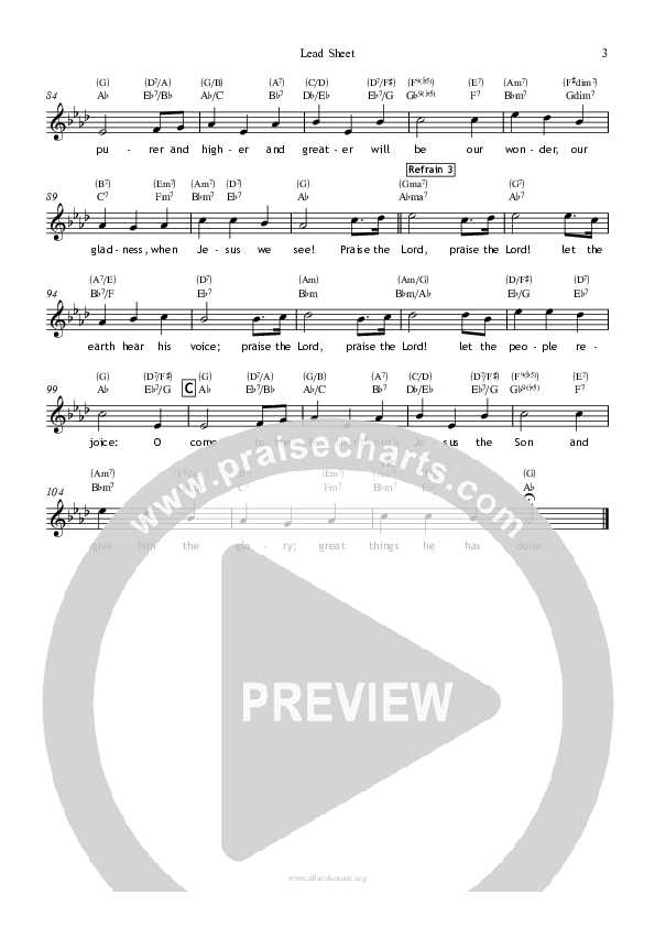 To God Be The Glory Lead Sheet (All Souls Music)