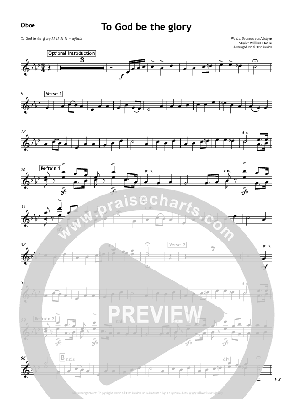 To God Be The Glory Oboe (All Souls Music)