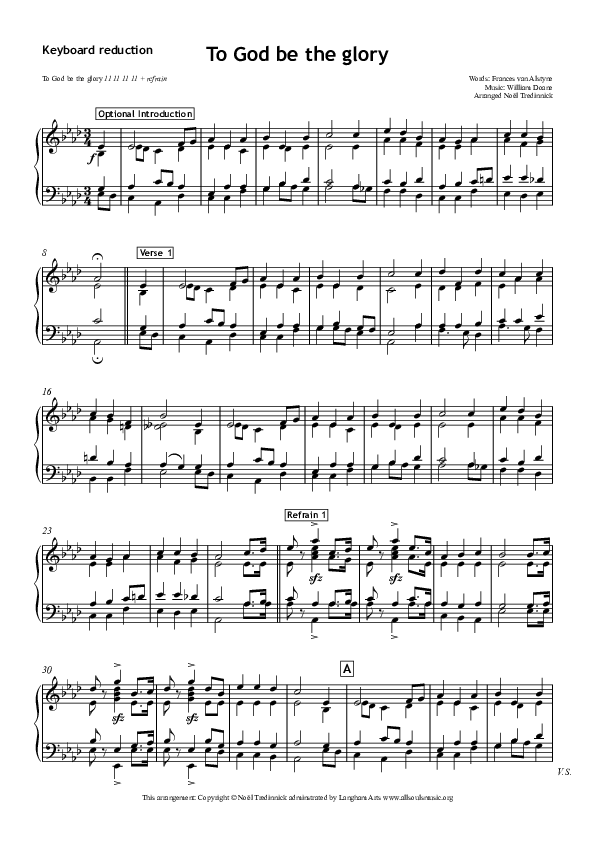 To God Be The Glory Synth (All Souls Music)