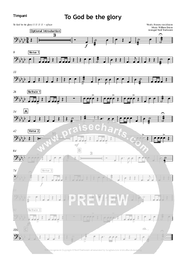To God Be The Glory Timpani (All Souls Music)