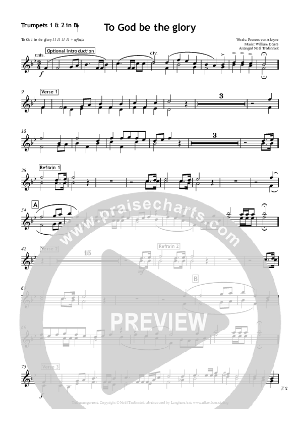 To God Be The Glory Trumpet 1,2 (All Souls Music)