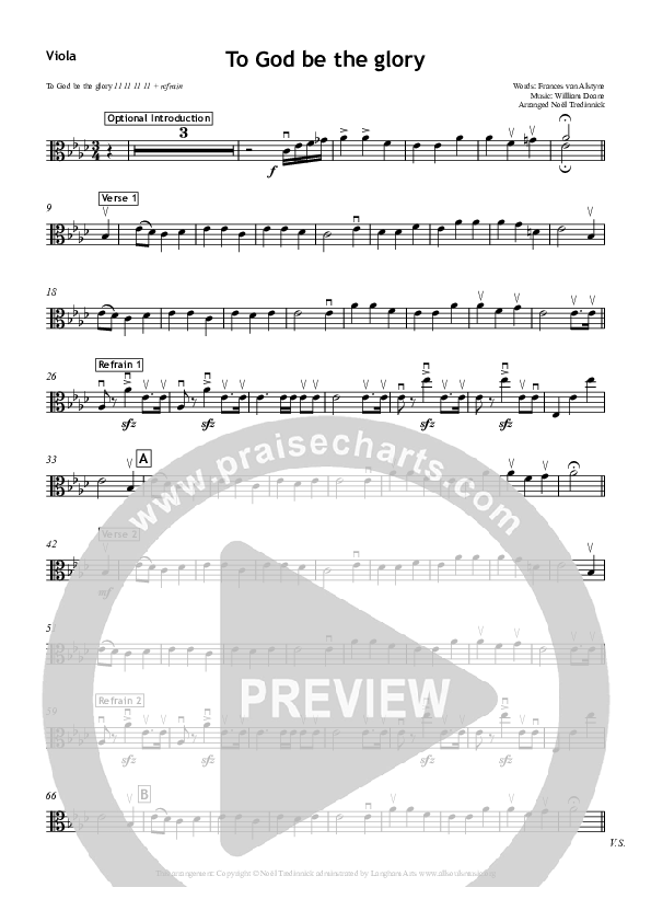 To God Be The Glory Viola (All Souls Music)