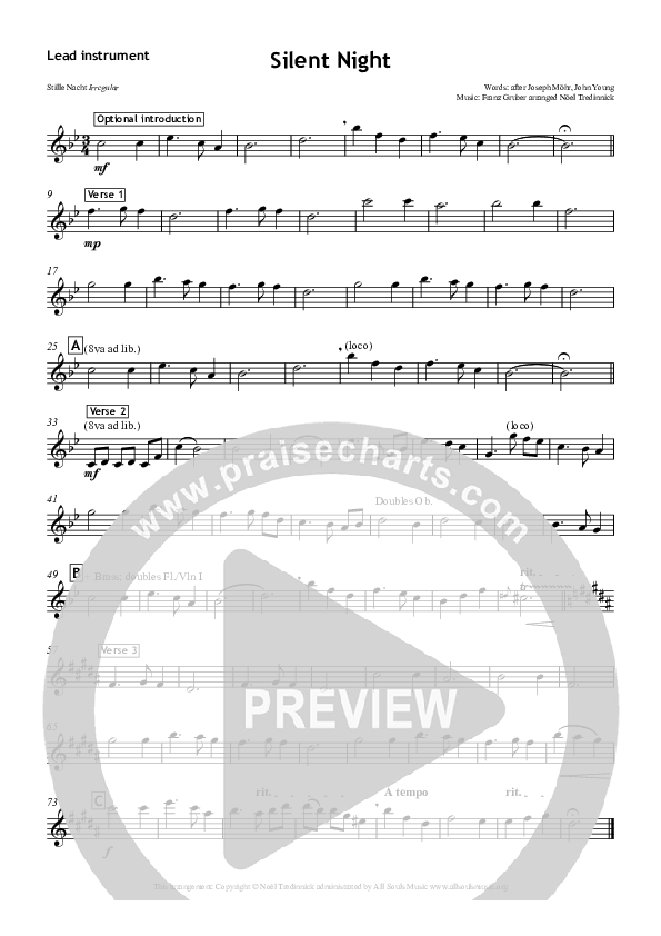 Silent Night C Instruments (All Souls Music)