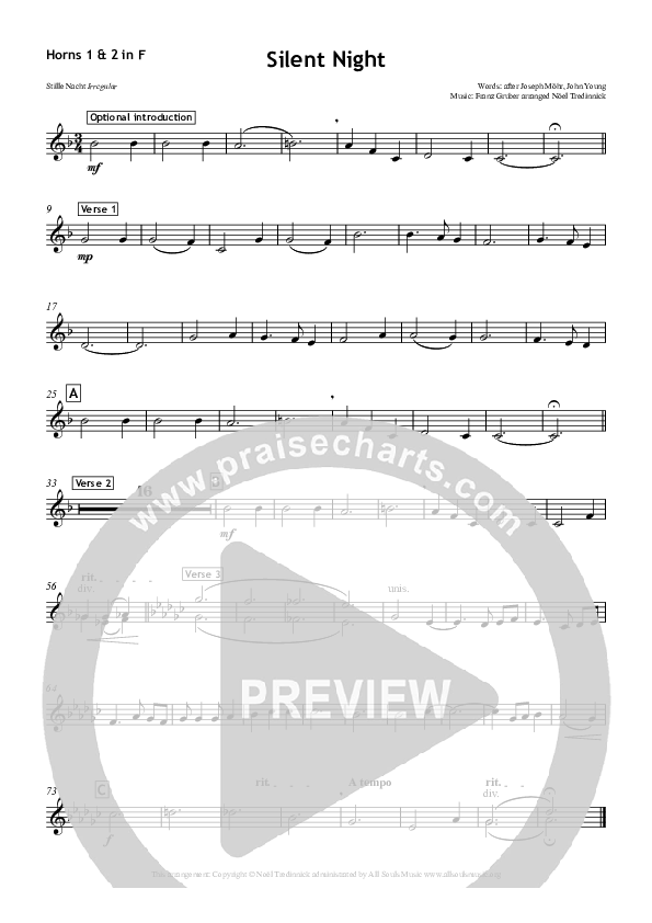 Silent Night French Horn 1/2 (All Souls Music)