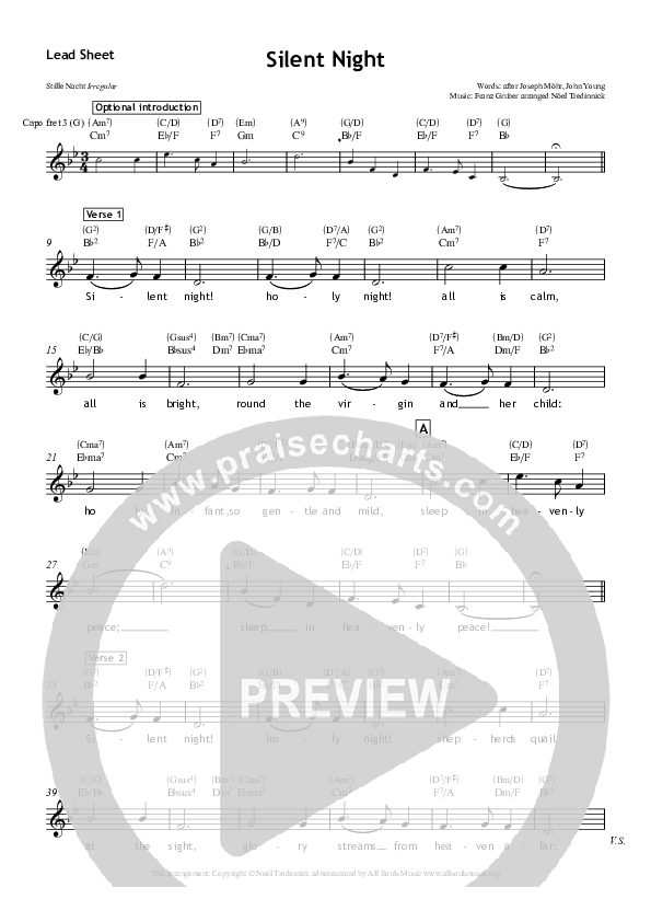 Silent Night Lead Sheet (All Souls Music)