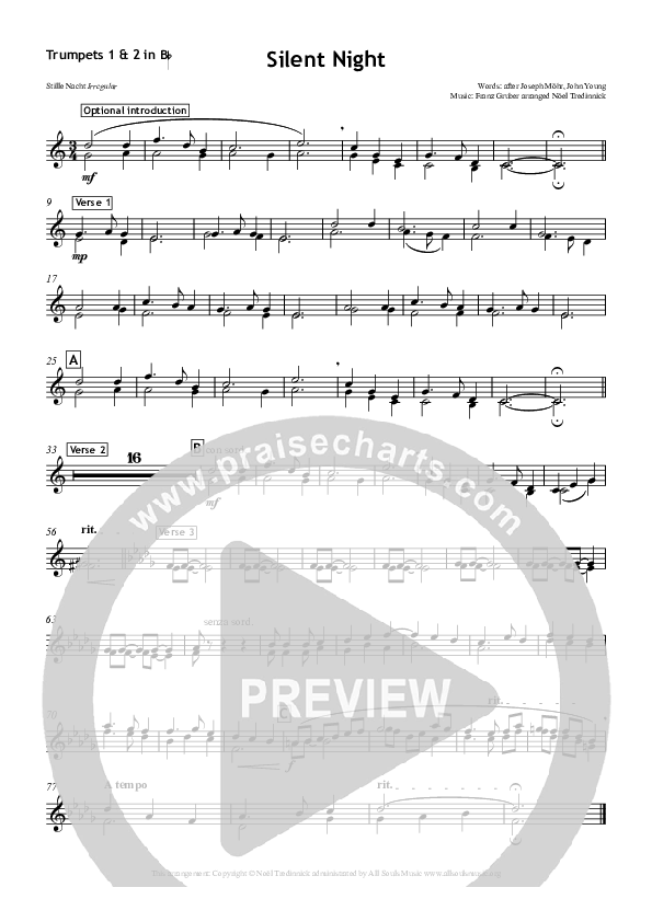 Silent Night Trumpet 1,2 (All Souls Music)