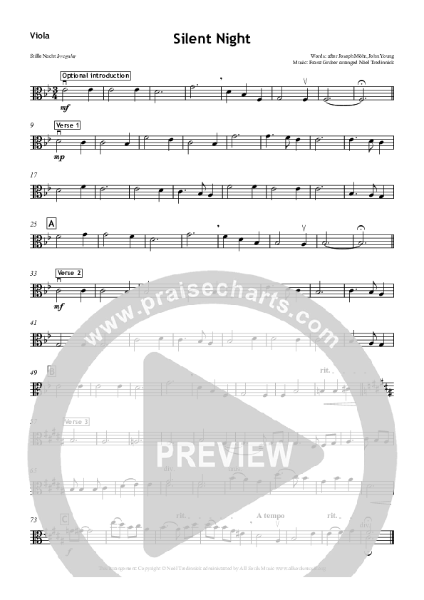 Silent Night Viola (All Souls Music)