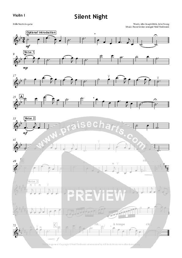 Silent Night Violin 1 (All Souls Music)