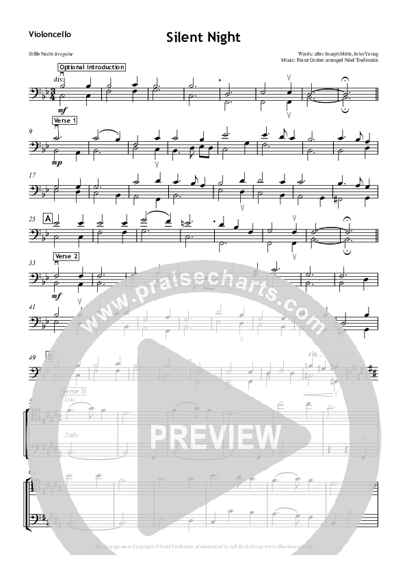 Silent Night Violincello (All Souls Music)