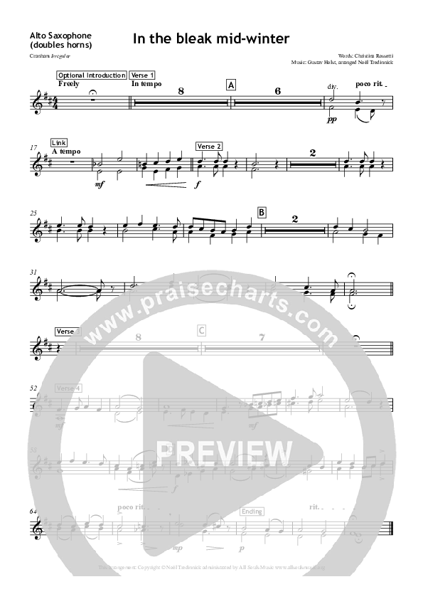In The Bleak Midwinter Alto Sax (All Souls Music)