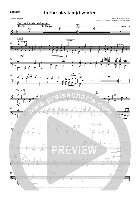 In The Bleak Midwinter Bassoon (All Souls Music)