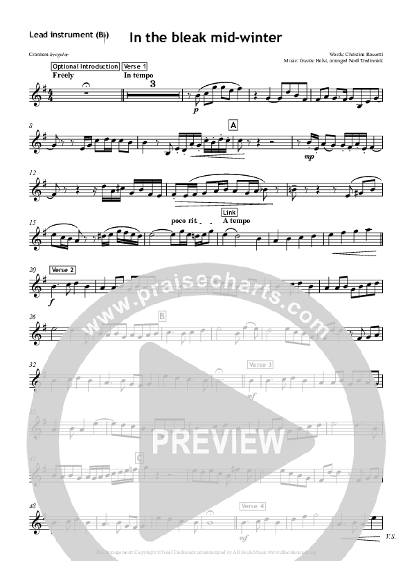 In The Bleak Midwinter Bb Instruments (All Souls Music)