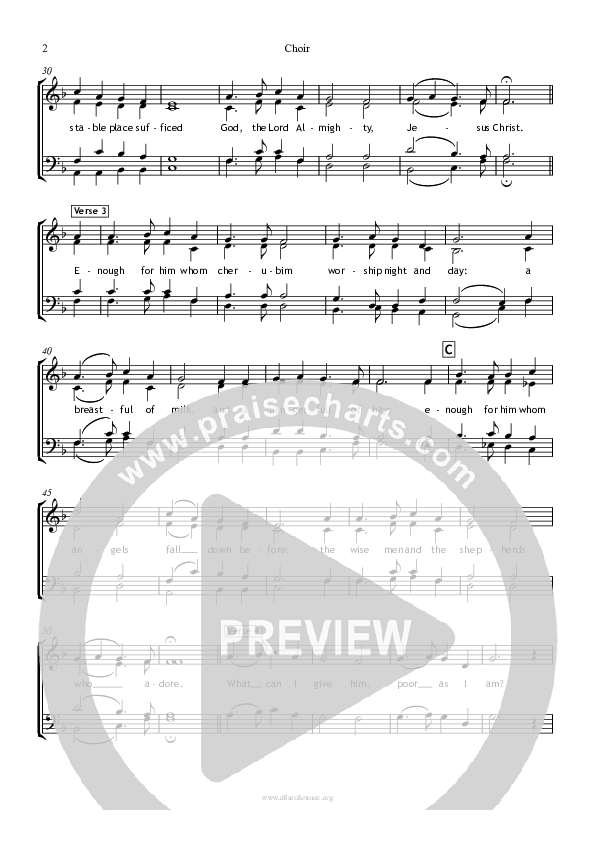 In The Bleak Midwinter Choir Sheet (SATB) (All Souls Music)