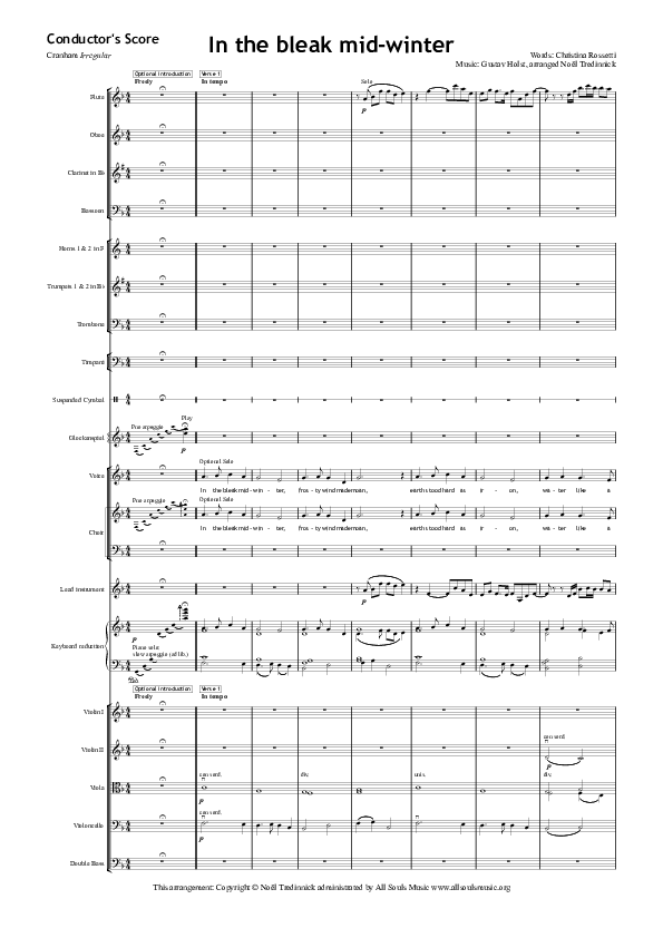 In The Bleak Midwinter Orchestration (All Souls Music)
