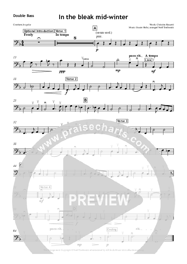 In The Bleak Midwinter Double Bass (All Souls Music)