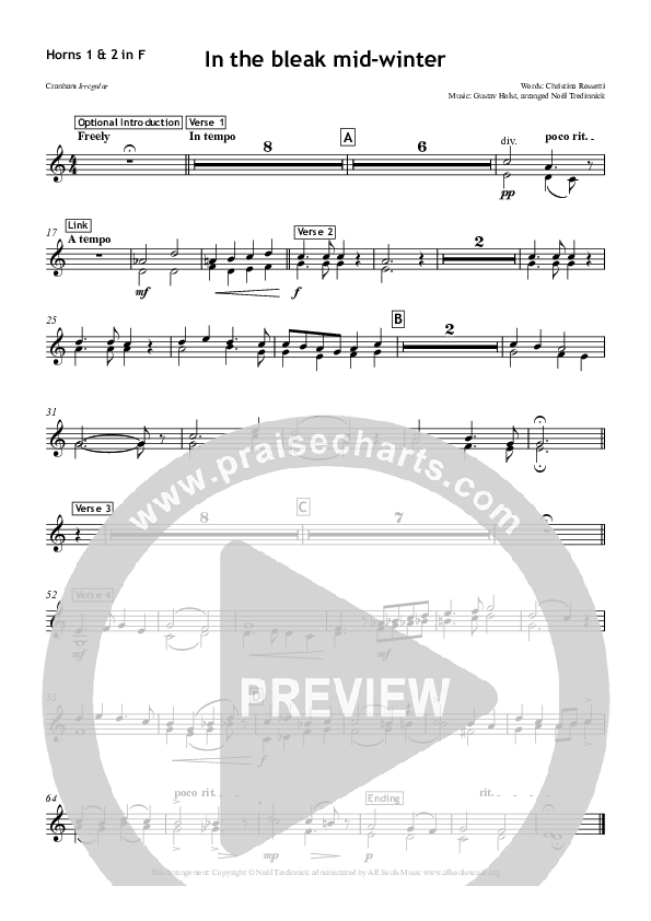 In The Bleak Midwinter French Horn 1/2 (All Souls Music)