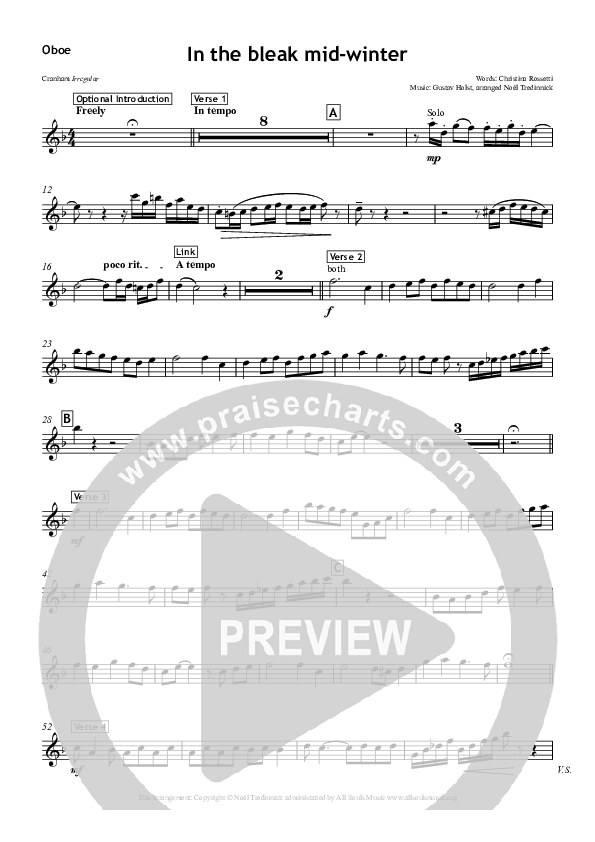 In The Bleak Midwinter Oboe (All Souls Music)