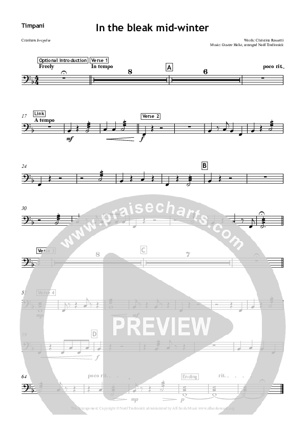 In The Bleak Midwinter Timpani (All Souls Music)