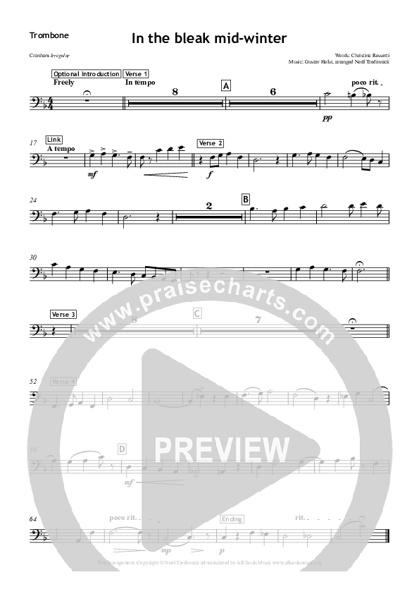 In The Bleak Midwinter Trombone (All Souls Music)