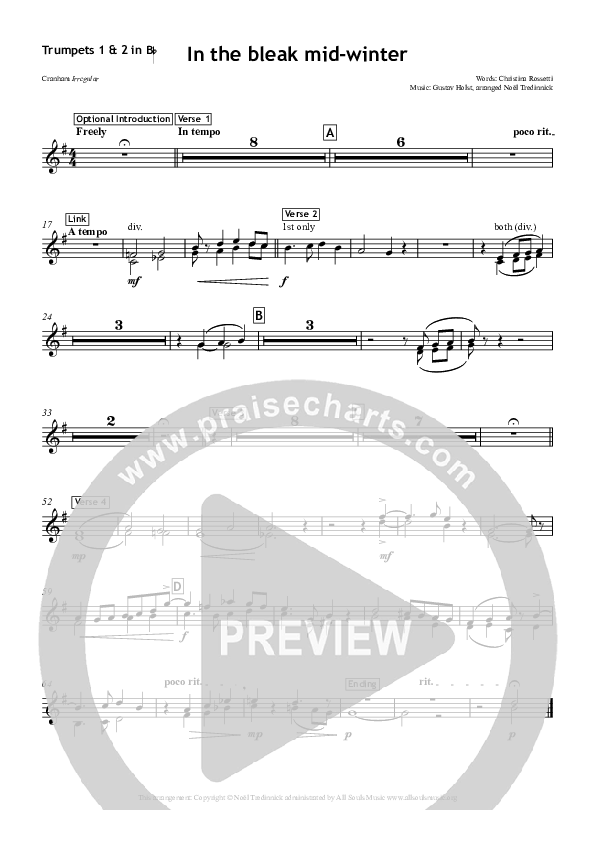 In The Bleak Midwinter Trumpet 1,2 (All Souls Music)