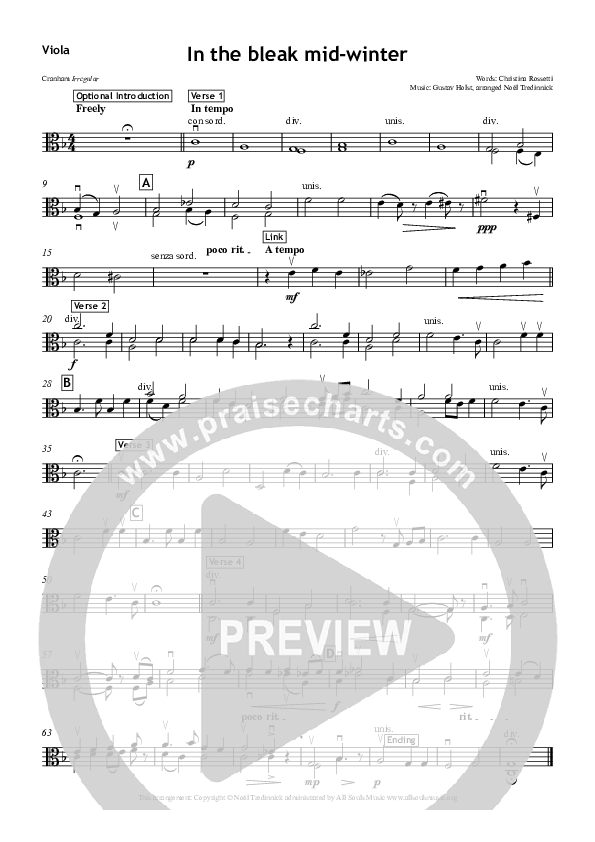 In The Bleak Midwinter Viola (All Souls Music)
