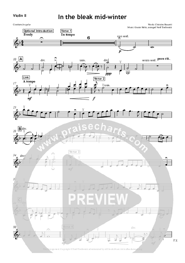 In The Bleak Midwinter Violin 2 (All Souls Music)