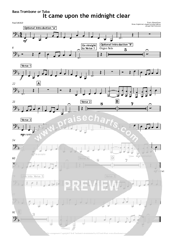 It Came Upon A Midnight Clear Bass Trombone (All Souls Music)