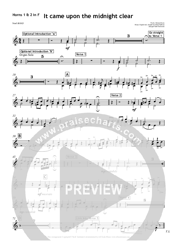 It Came Upon A Midnight Clear French Horn 1/2 (All Souls Music)