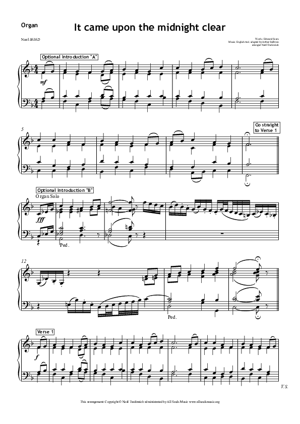 It Came Upon A Midnight Clear Organ (All Souls Music)