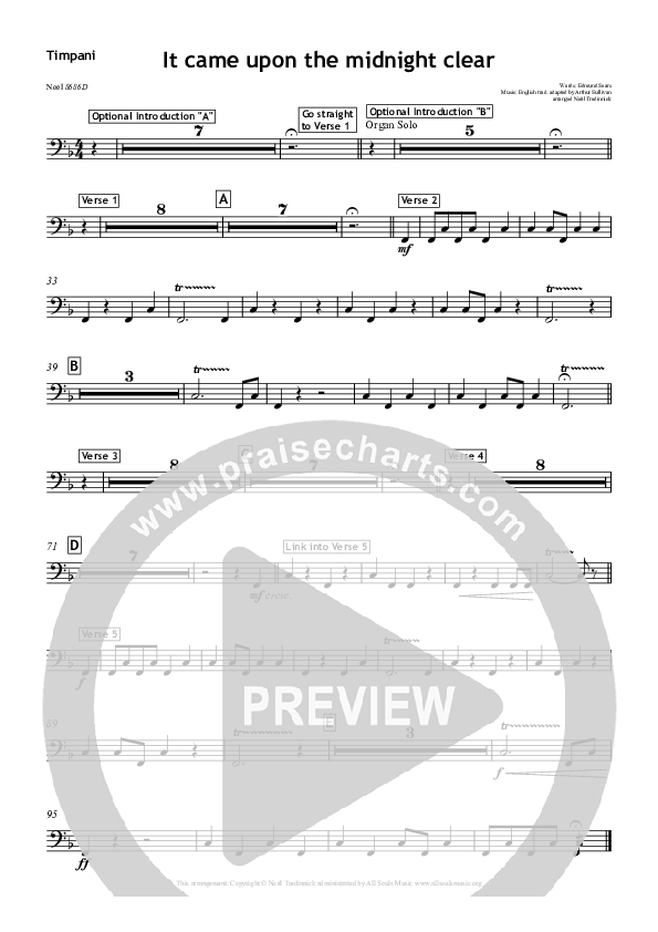 It Came Upon A Midnight Clear Timpani (All Souls Music)